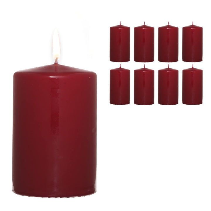 Candelo 8er Set Kerzen Weihnachten Stumpenkerzen - Dunkelrot - 5,8cm x 12cm - Weihnachtskerzen für A