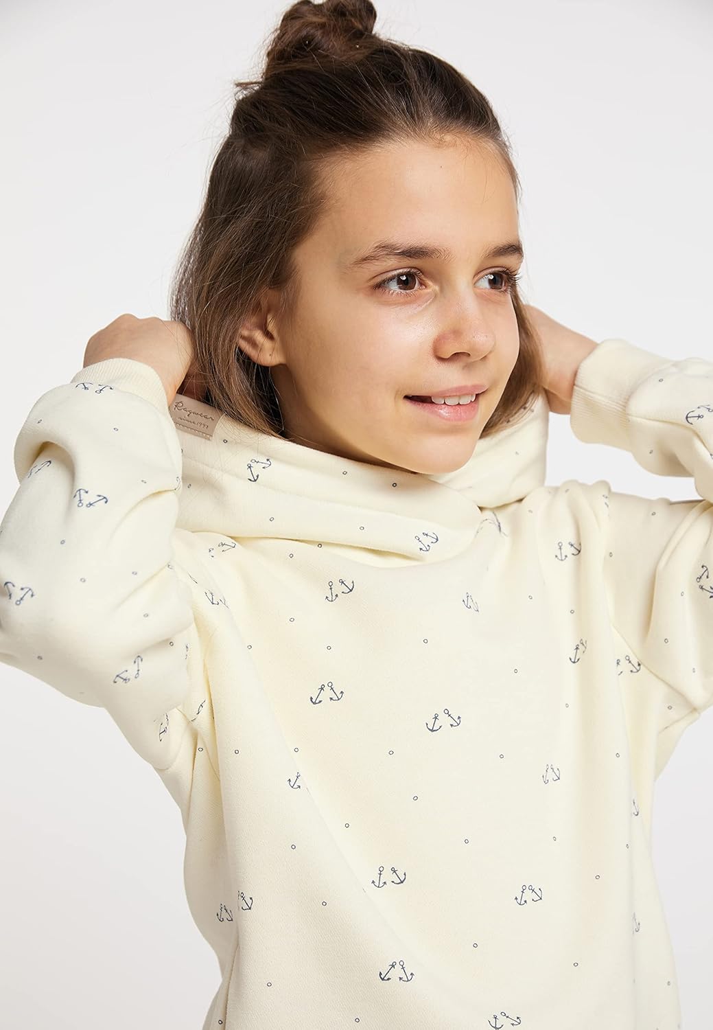 Ragwear Gitka Marina Mädchen Sweatshirt Kapuzenpullover Sweater Kinder Pullover Anker Motiv 128 Weis