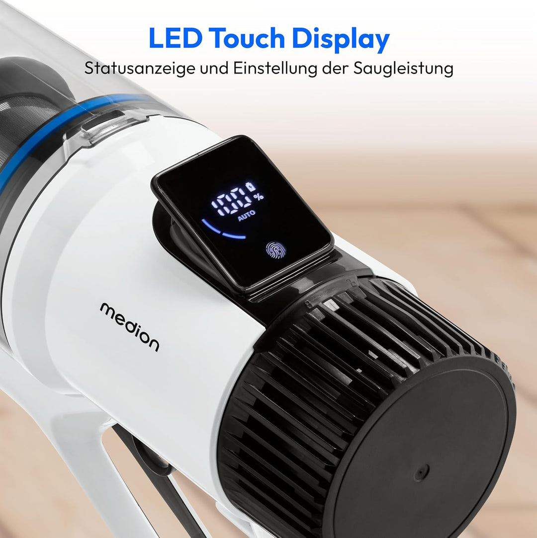 MEDION P400 W Stabstaubsauger mit Wischfunktion (kabellos, beutellos, Zyklon-Technologie, 400 Watt,