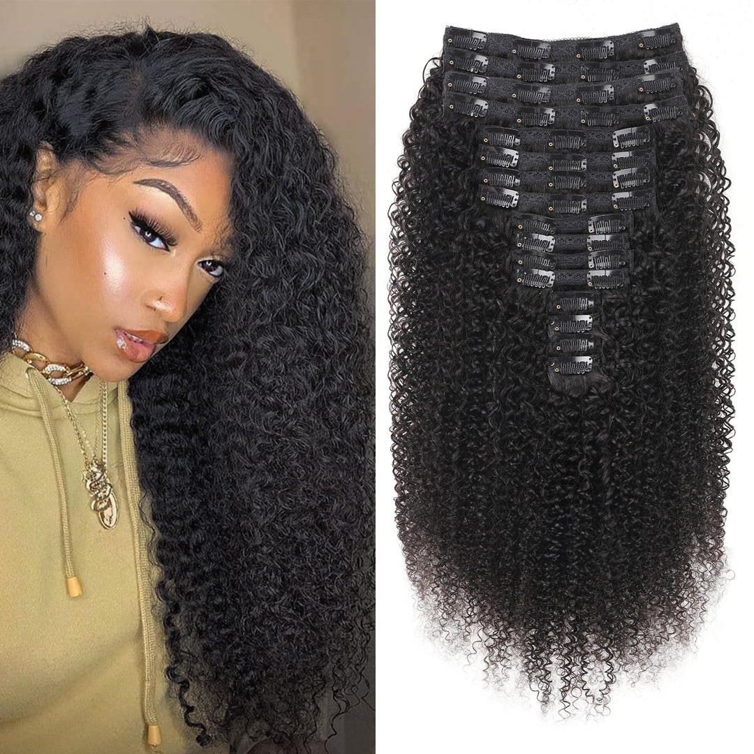 Kinky Curly Clip in Extensions Echthaar.16 Teile 240 g.Invisible Echthaar Perücke Extensions Clip in