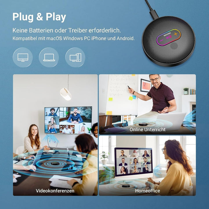 NEEWER UM04 USB Mikrofon, AI Rauschunterdrückung, omnidirektionales Kondensator Tischmikrofon mit 48