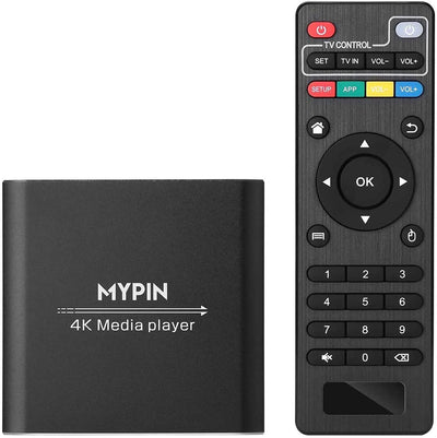 MYPIN HDMI Multimedia Player, 4K@30Hz Digital Media Player HDMI/AV-Ausgang PPT MKV AVI RMVB RM für H