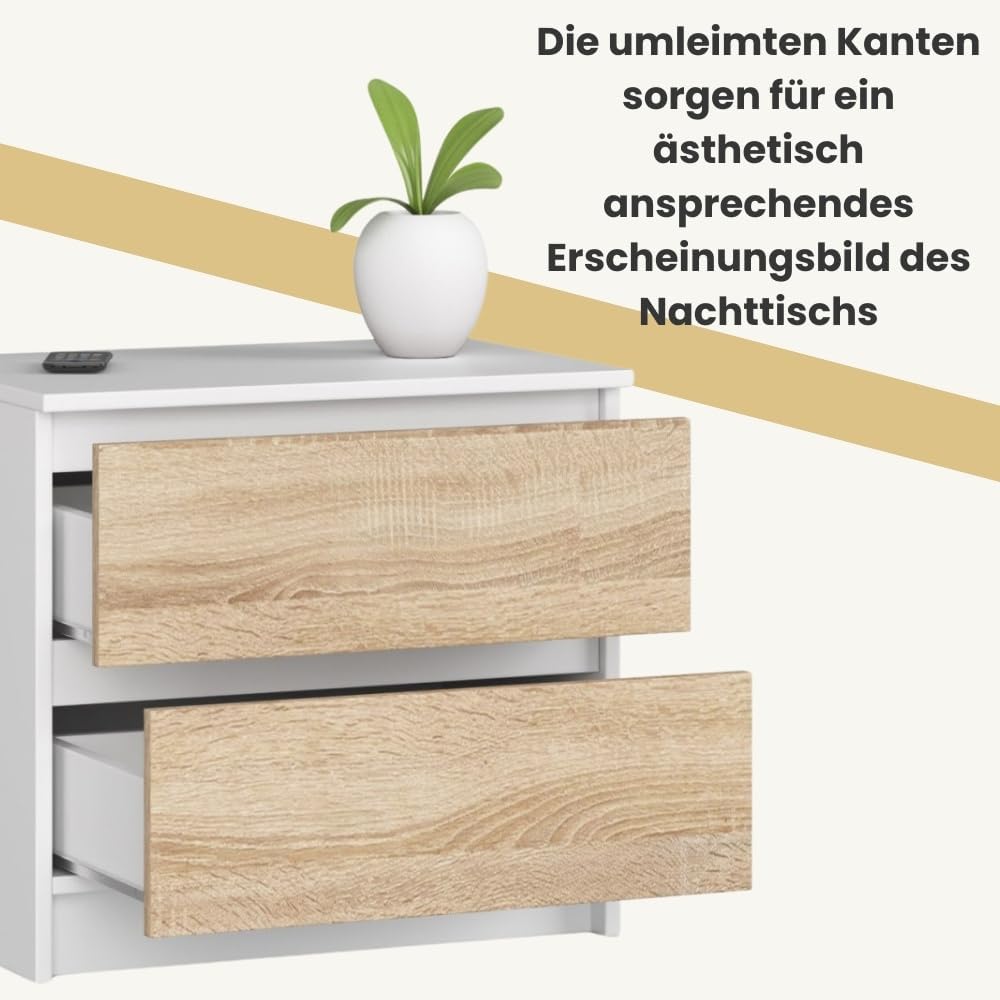 AKORD Kommode K60 mit 2 Schubladen | für das Wohnzimmer Schlafzimmer Schrank Büro Arbeitszimmer | Mo