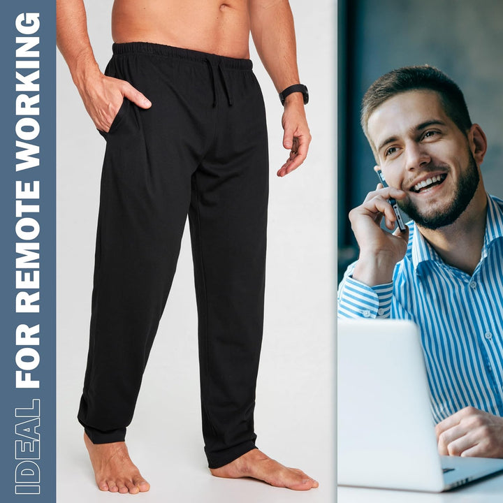 CityComfort Herren Schlafanzughose Lang mit Seitentaschen & elastischem Bund, 2er Pack XXL Bund mit