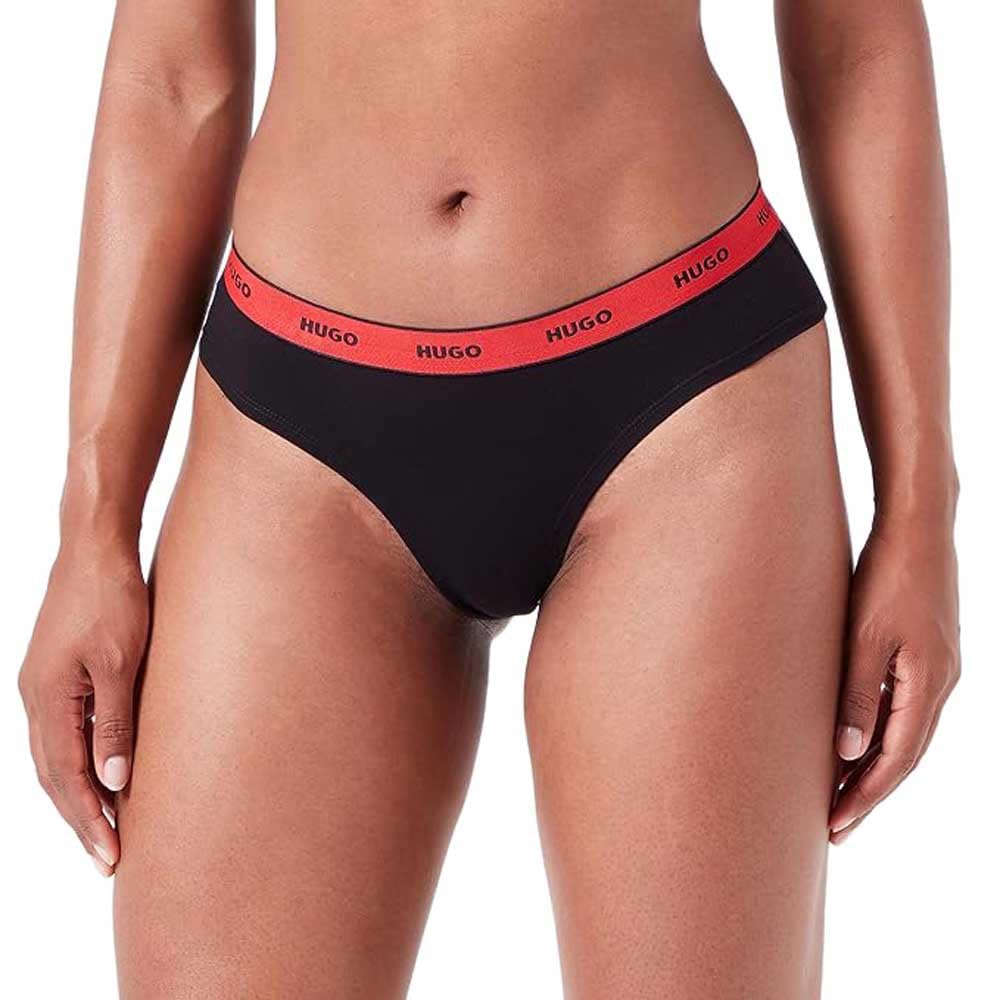 HUGO Damen Triplet Stripe Brief, Black5