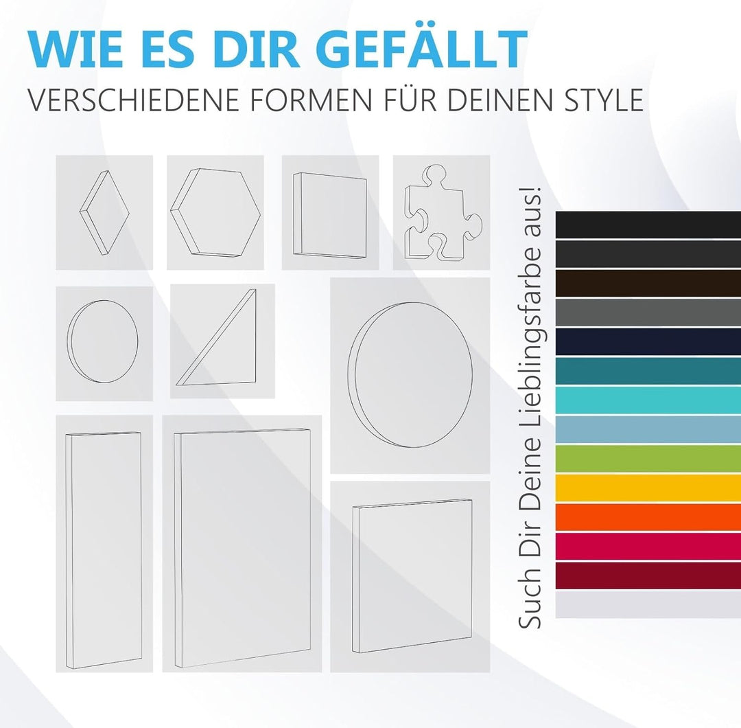 platino24 Schallabsorber COLORE aus Basotec G+ I Akustikpaneele mit Akustikfilz I Wand-Paneele mit 6