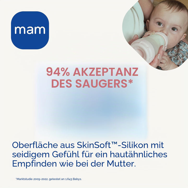 MAM Easy Start Anti-Colic Babyflasche | für Neugeborene | 94% Akzeptanz | von Hebammen & Müttern emp