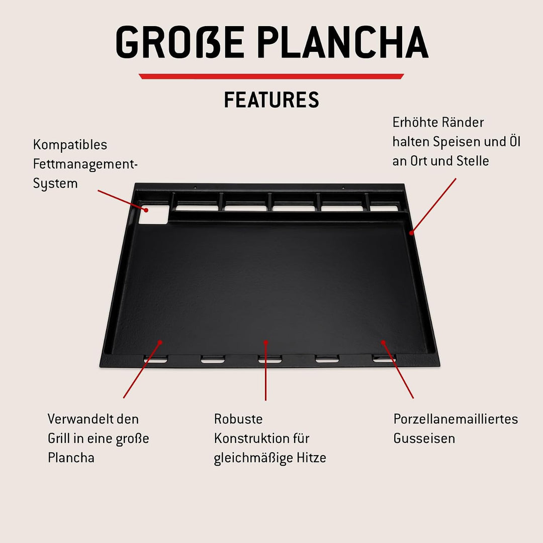 Weber Plancha Vollformat für Spirit 300 und Searwood Serie - gleichmässige Hitze, grosse Fläche für