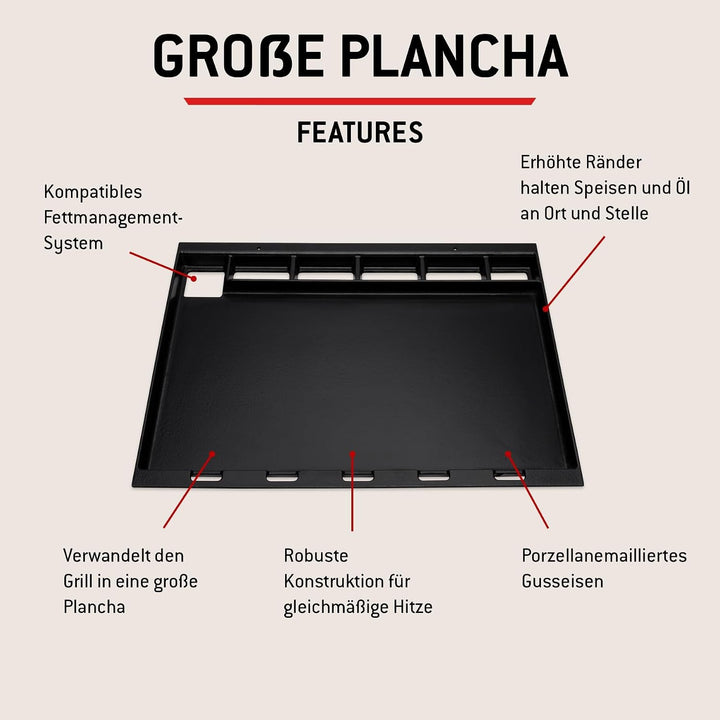 Weber Plancha Vollformat für Spirit 300 und Searwood Serie - gleichmässige Hitze, grosse Fläche für