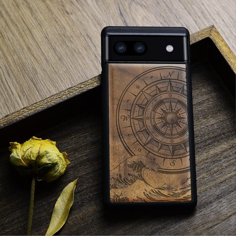 Carveit Holz Handyhülle für Google Pixel 6a Cover [Einzigartiges Design Case] Stossstange hülle Komp