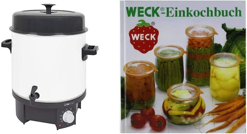 Clatronic EKA 3338 Einkochautomat mit Zapfhahn, 25 Liter, 1800 Watt, weiss & WECK Einkochbuch 000063