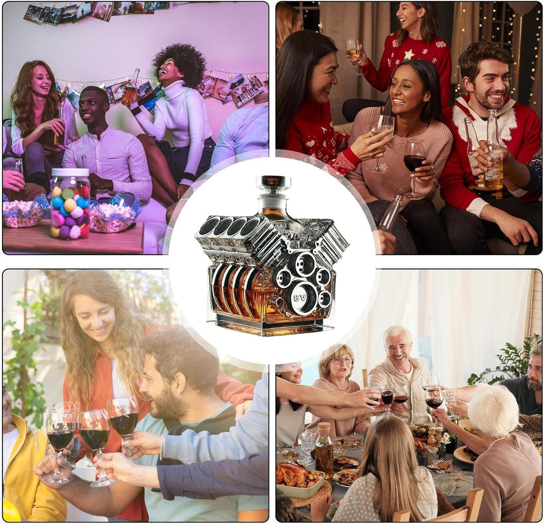 Weindekanter V8 Motor Whisky Karaffe Spirituosenentzanker V8 Motoren Whisky Flasche Auto Motor Whisk