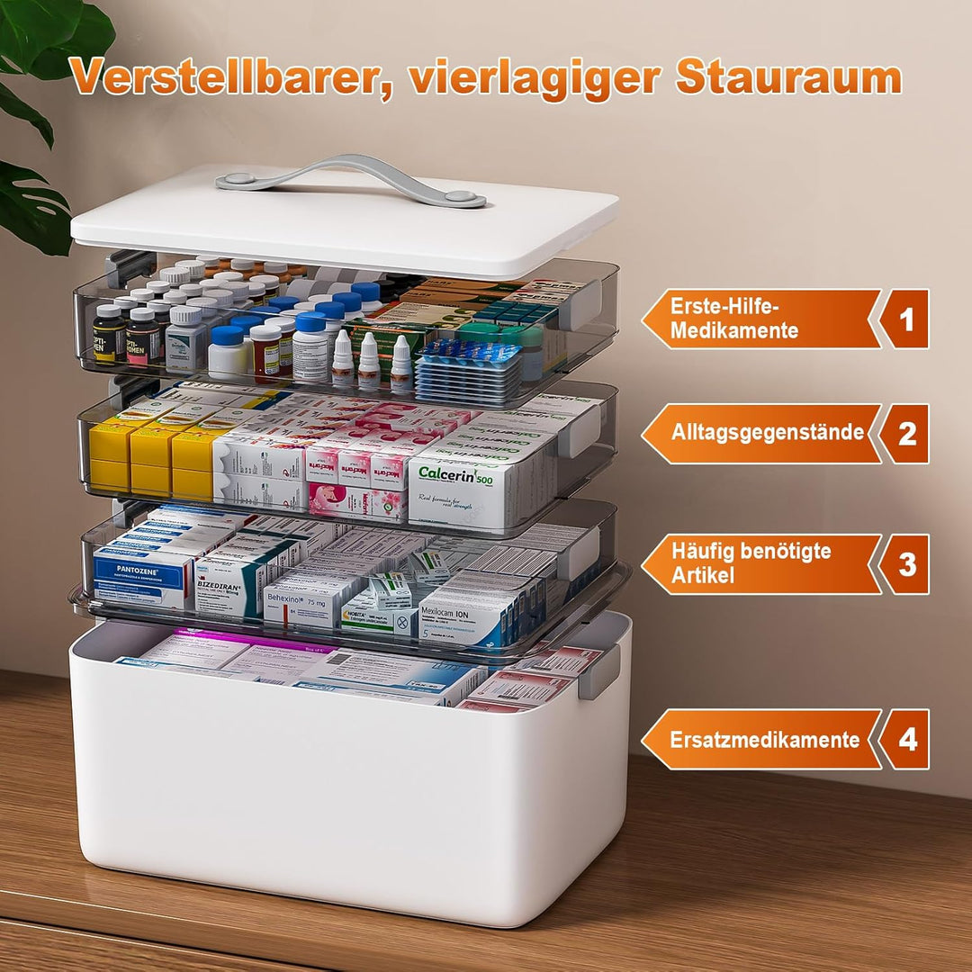 MOPUP vierlagige Medikamentenaufbewahrungsbox, 37x23x32 cm, mit Tragegriff, multifunktionaler Medika