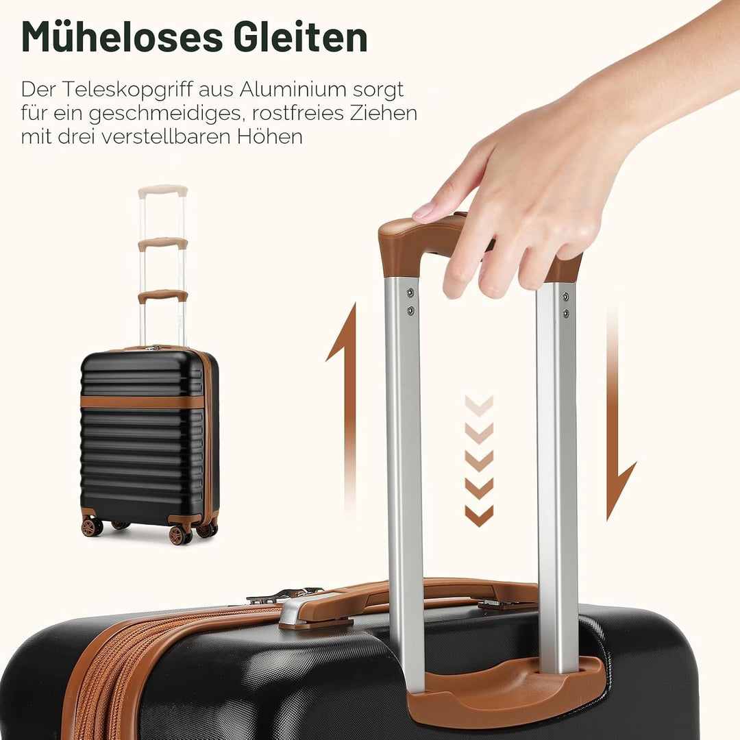 KONO Koffer Trolley Handgepäck Koffer Reisekoffer von ABS+PC Hartschalenkoffer mit 4 Rollen TSA Schl