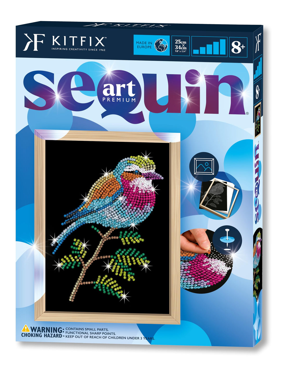 Kitfix - Sequin Art Gabelkacke mit Holzrahmen - 27 x 36cm - Sequin Art Blue Premium - Paillettenbild