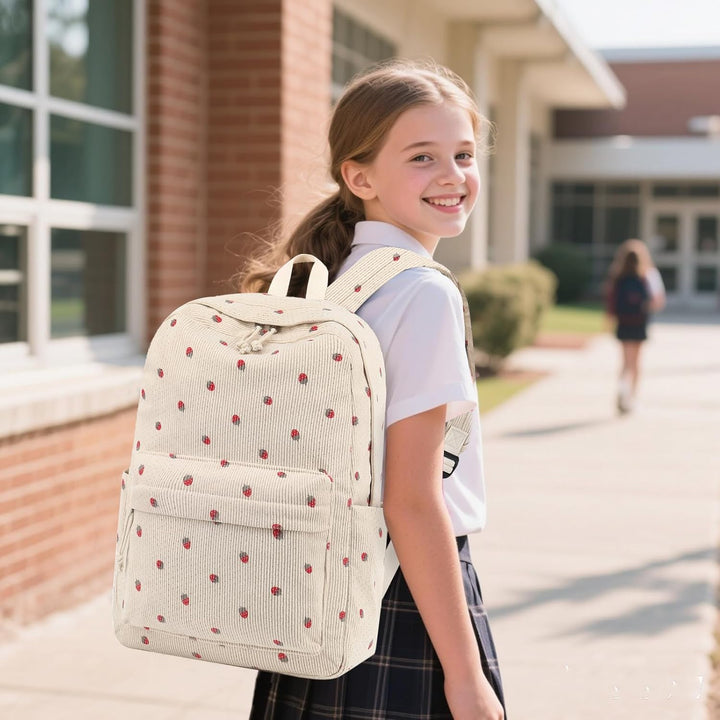 LEDAOU Rucksack für Teenager Mädchen Schulrucksack grosse Büchertaschen Grundschule High School Cord