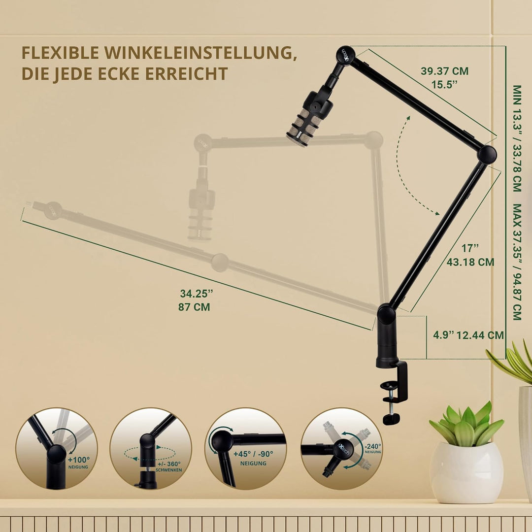 IXTECH Mikrofonarm für Hyperx Quadcast Rode Shure Sm7b Blue Yeti Gaming Mikrofon Halterung Mikrofons