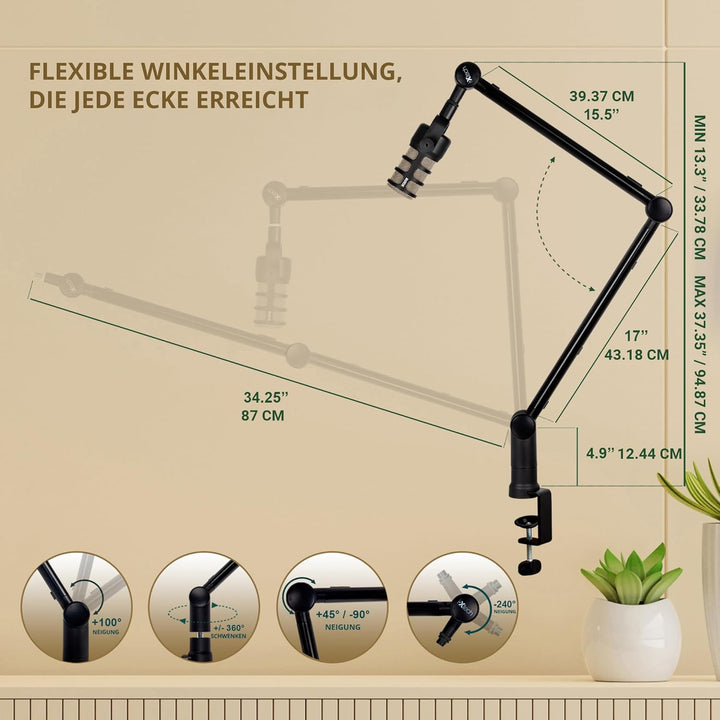 IXTECH Mikrofonarm für Hyperx Quadcast Rode Shure Sm7b Blue Yeti Gaming Mikrofon Halterung Mikrofons