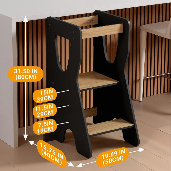 COSYLAND Lernturm ab 1 Jahr - Learning Tower - Höhenverstellbar Montessori Lernturm mit Kippschutz,