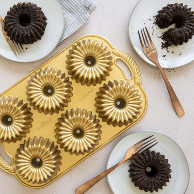 Nordic Ware Backform Brilliance Bundtlette Pan Aluminium Gold, 38cm x 22,2cm, NW 93377 38cm Gold, 38