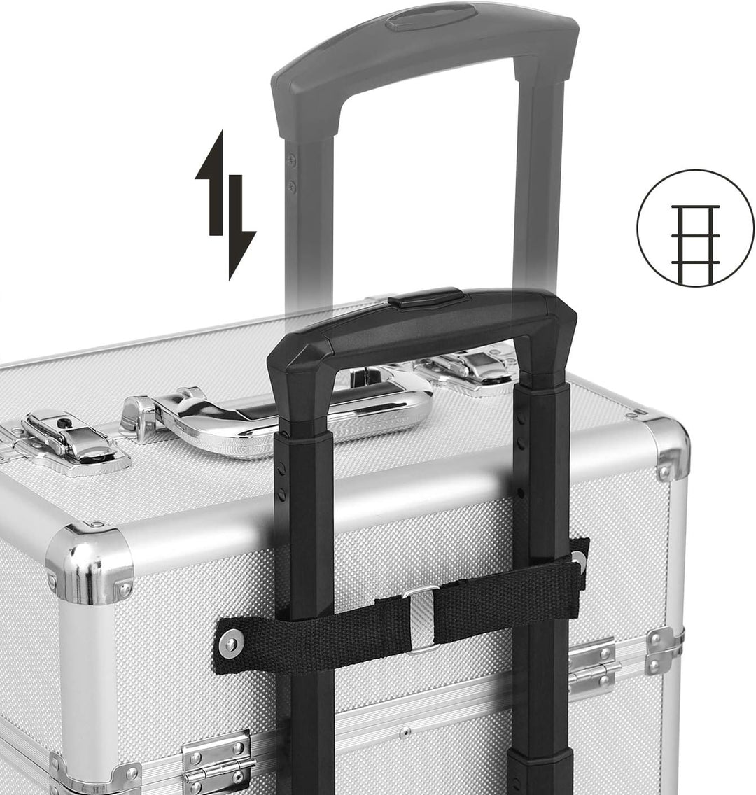 SONGMICS Kosmetikkoffer, Trolley, 3-in-1 Schminkkoffer, gross, Friseurkoffer, 35 x 25 x 69,8 cm, abs