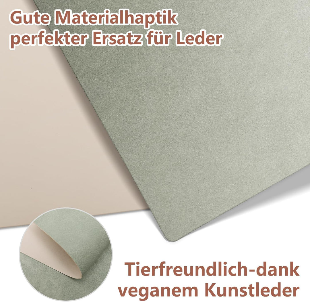 4er Set Tischset aus Leder-Imitat，Platzsets abwaschbar und wasserdicht，Platzdeckchen Lederoptik mit