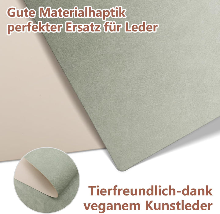 4er Set Tischset aus Leder-Imitat，Platzsets abwaschbar und wasserdicht，Platzdeckchen Lederoptik mit