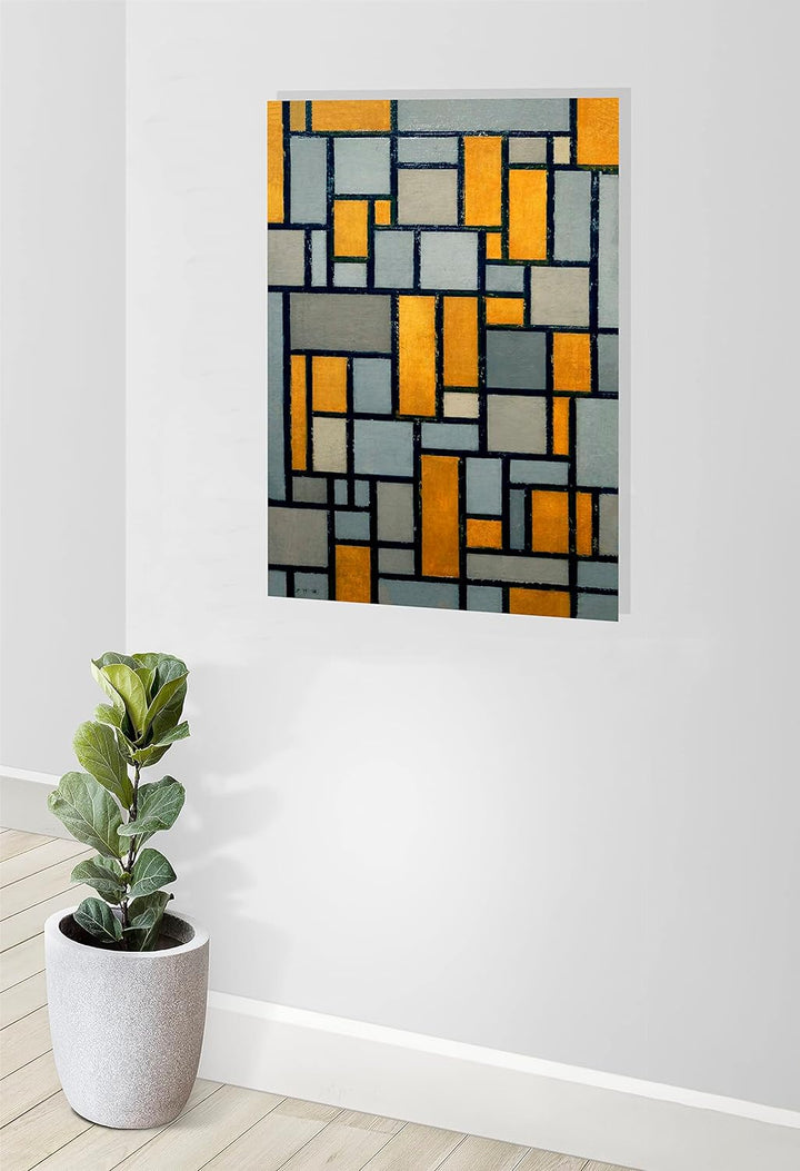 Piet Mondrian Kunstdruck auf Leinwand, gerahmt, 50 x 76 cm Kompositionsraster Nr. 1 50cm x 76cm (20