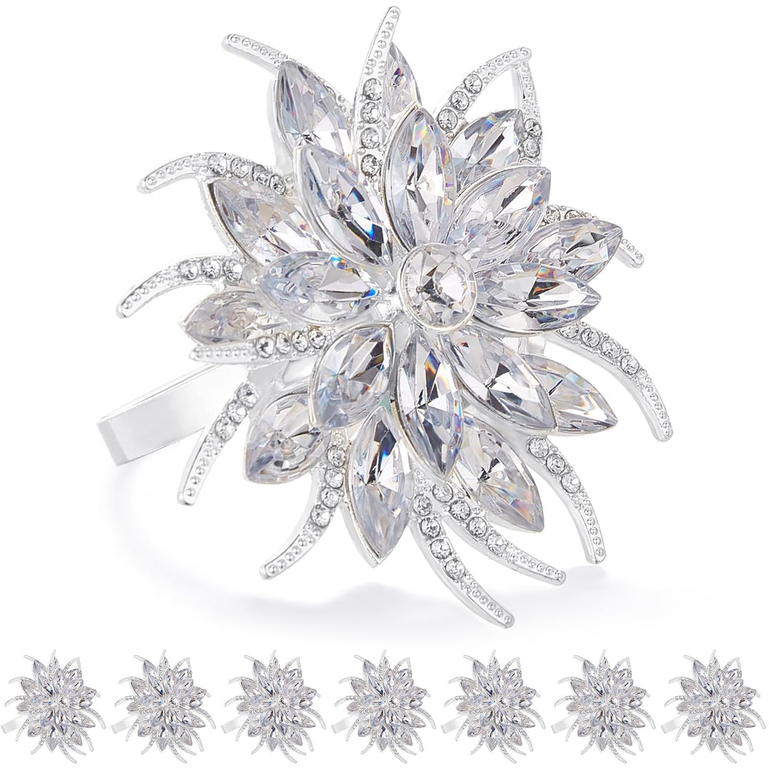 ZeeDix 8 Stück Silber Serviettenringe Weihnachten-Elegante Lotus-Motiv serviettenring für Tischdeko,