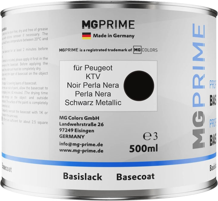 MG PRIME Autolack Dose spritzfertig für Peugeot KTV Noir Perla Nera/Perla Nera Schwarz Metallic Basi