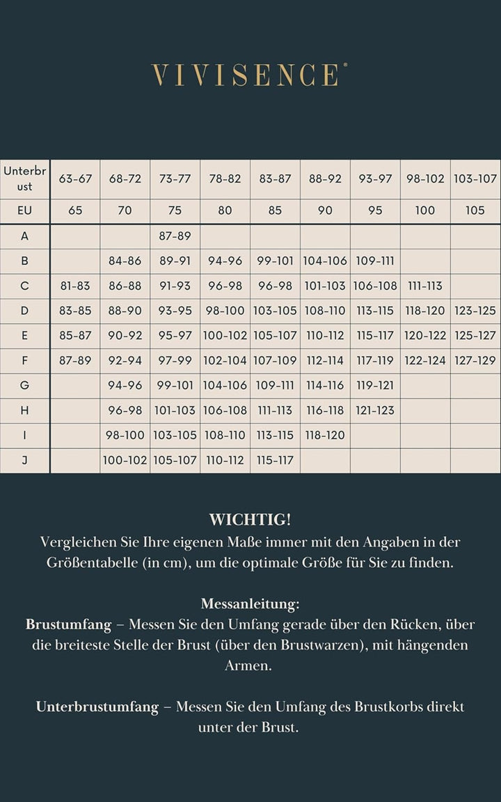 VIVISENCE Damen Bügel-BH Spitze Halbversteifte Schalen Träger 1045 85G Schwarz, 85G Schwarz