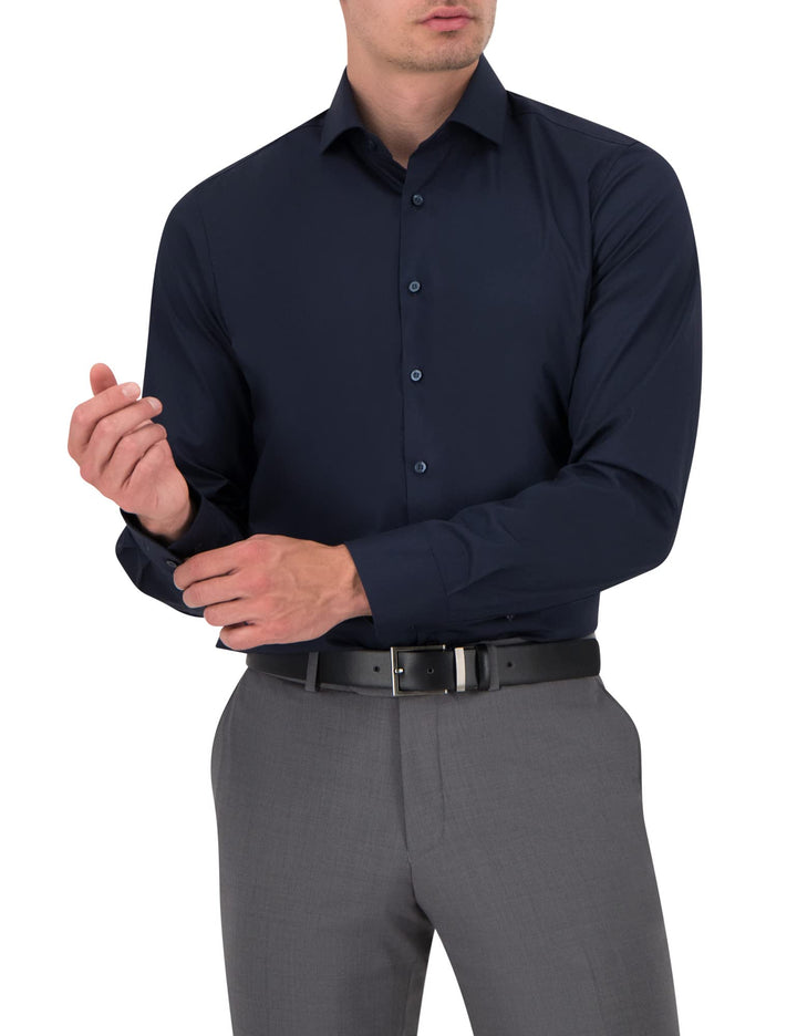 OLYMP Herren Businesshemd Langarm Level Five,Einfarbig,Body fit,Royal Kent 38 Marine 18, 38 Marine 1