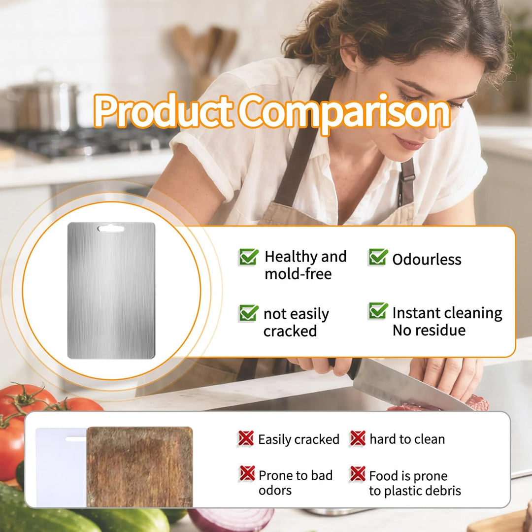 3 Stücke Titan Schneidebrett, BPA-freies Doppelseitiges Lebensmittel Titanium Cutting Board, Gewährl