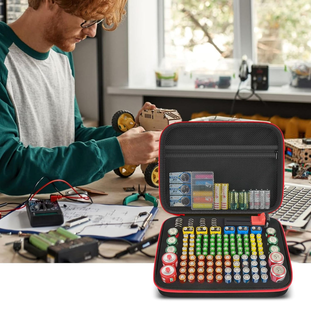 Batterie Aufbewahrungsbox Box, Batteriekasten Koffer mit Batterietester BT-168, Batterie Organizer H