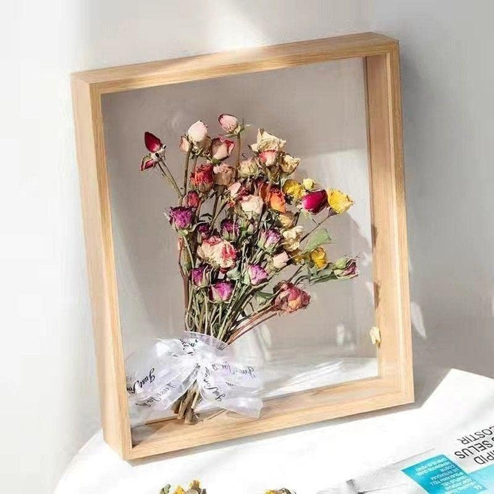 JOSON Bilderrahmen aus Holz, getrocknete Blumen, dekorativer schwimmender Bilderrahmen (20,3 x 25,4