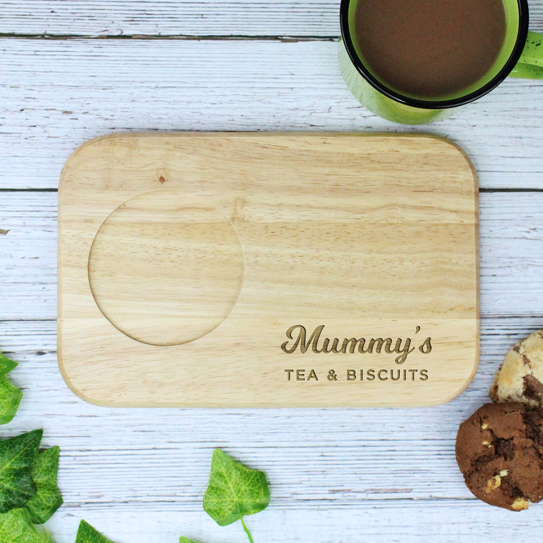 Mummy's Tee- & Keksbrett Holz Leckerlibrett Snacktablett Geburtstagsgeschenke für Mama, Mama