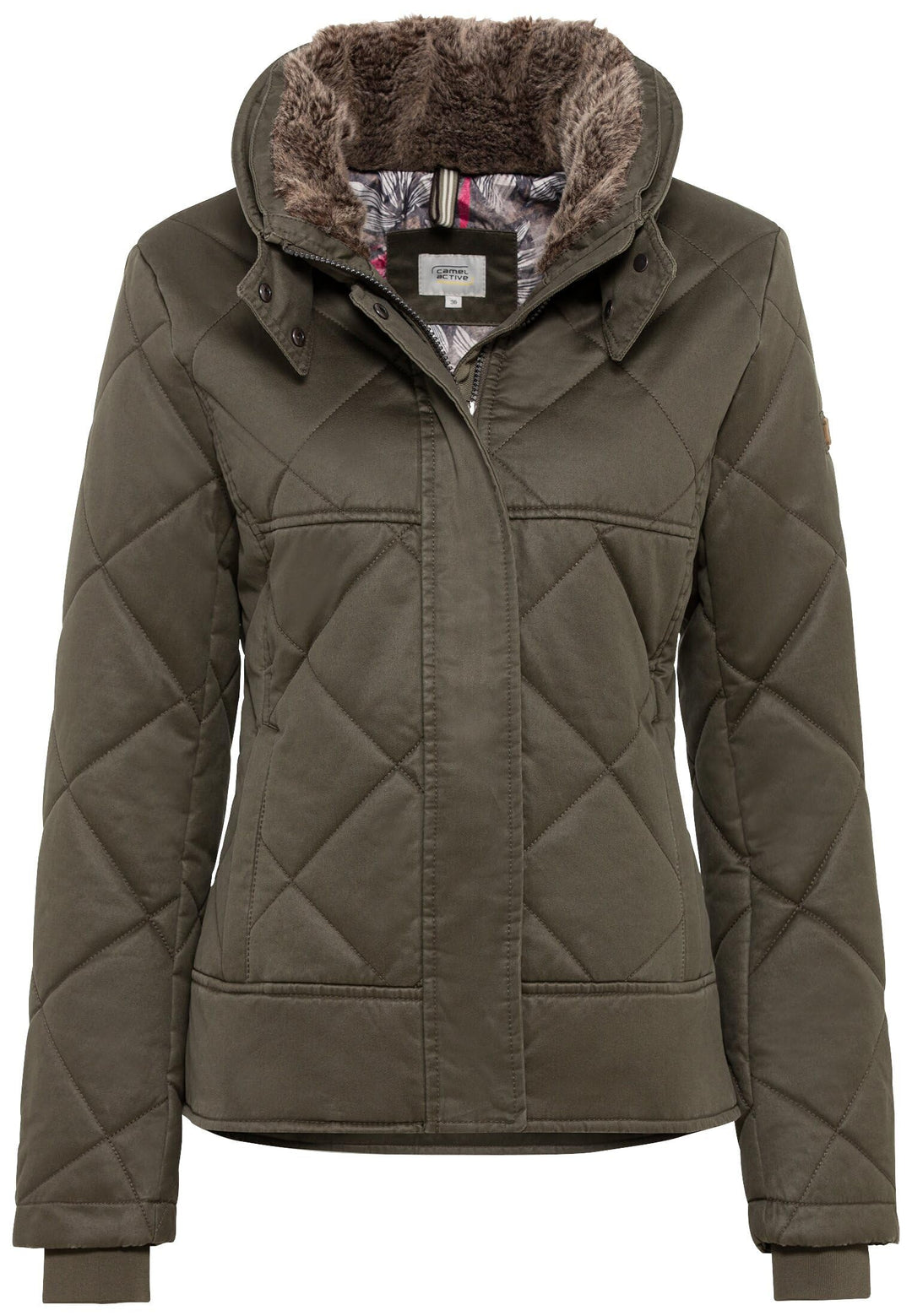 camel active Damen Blouson mit Stehkragen im Vintage Look 36 Khaki, 36 Khaki