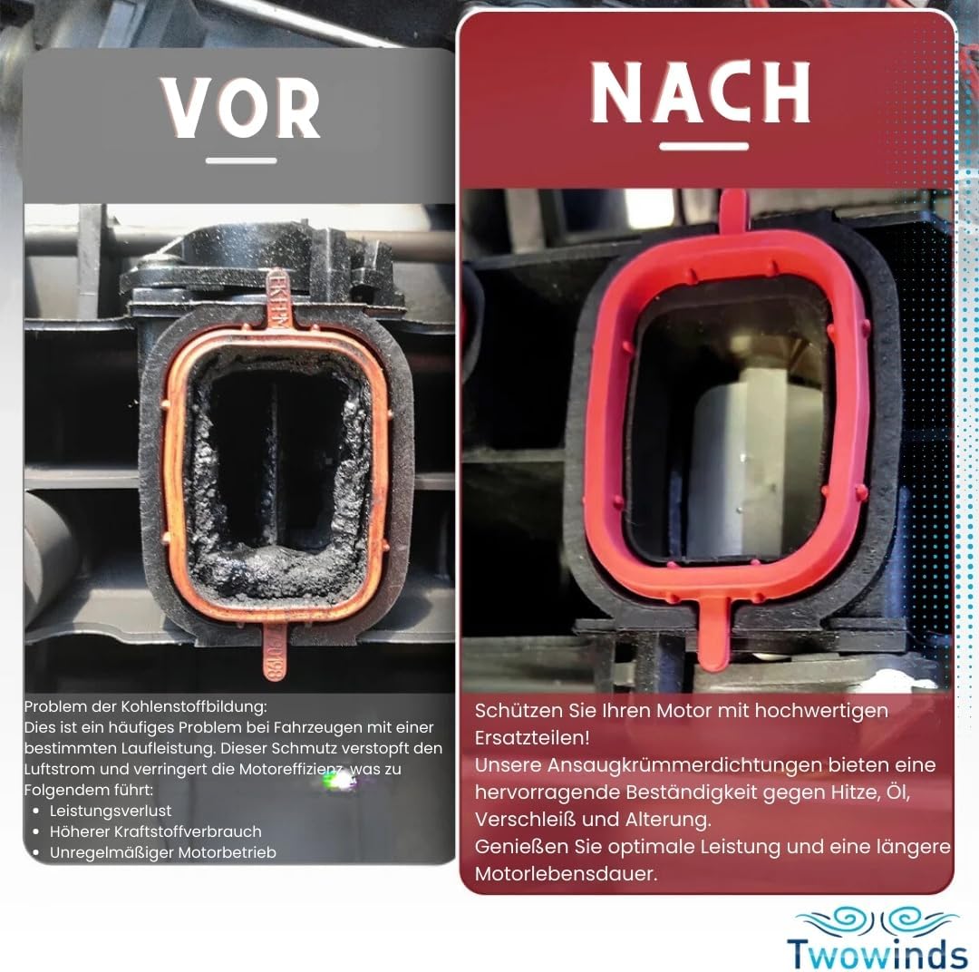 Twowinds - Ansaugbrücke Drallklappen Dichtungssatz für 330d 335d 530d 730d 535d X3 X5 X6 E39 E46 (6