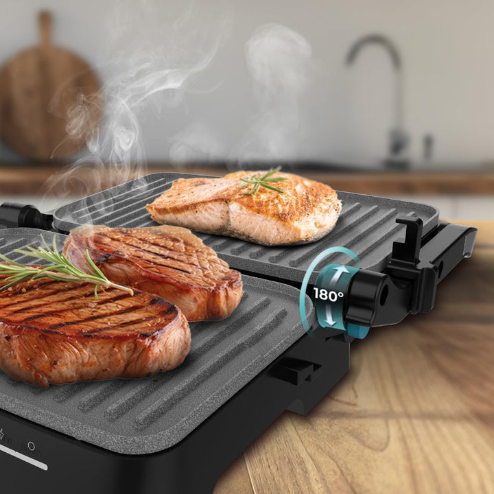 Cecotec Rock'nGrill Elektrogrill 1500 Full Open, 1500W, Öffnung 180°, RockStone, Antihaftbeschichtun