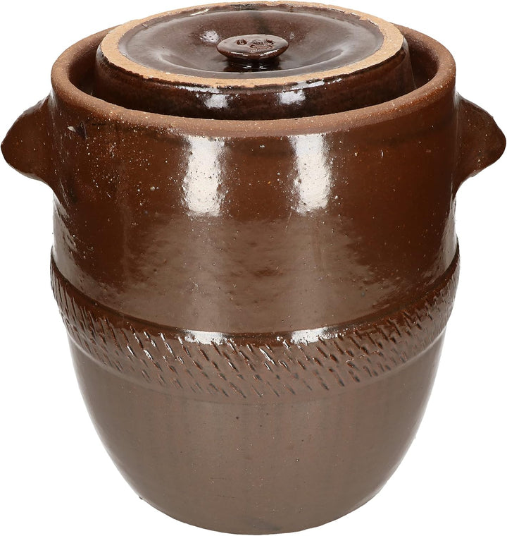 KOTARBAU® Keramik Gärtopf 10L Gurkentopf mit Deckel Steinzeug Sauerkrauttopf Keramiktopf Steinguttop