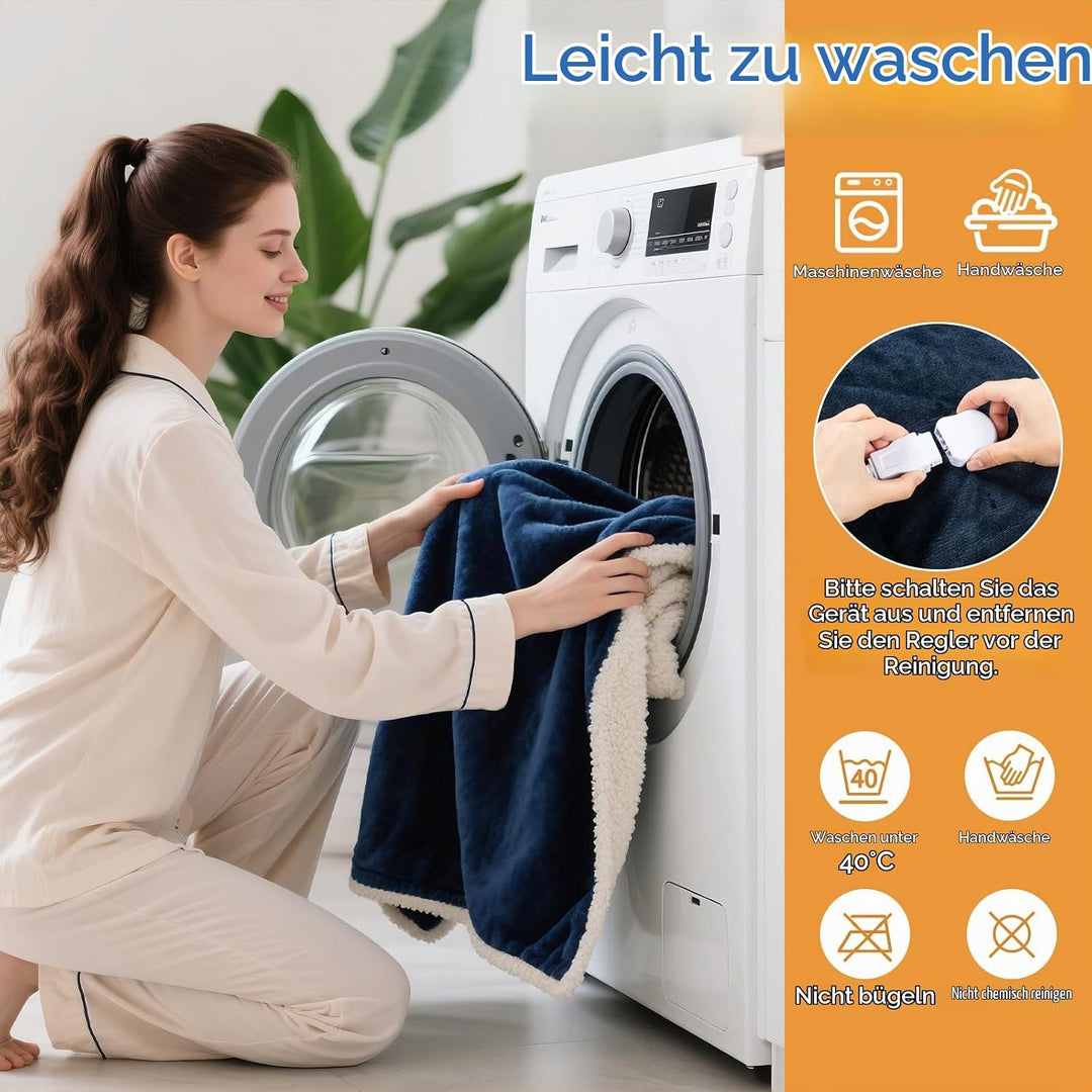 Heizdecke mit Abschaltautomatik 180x130cm Wärmedecke Heizdecke 9 Wärmestufen Bis zu 10 Stunden Auto-