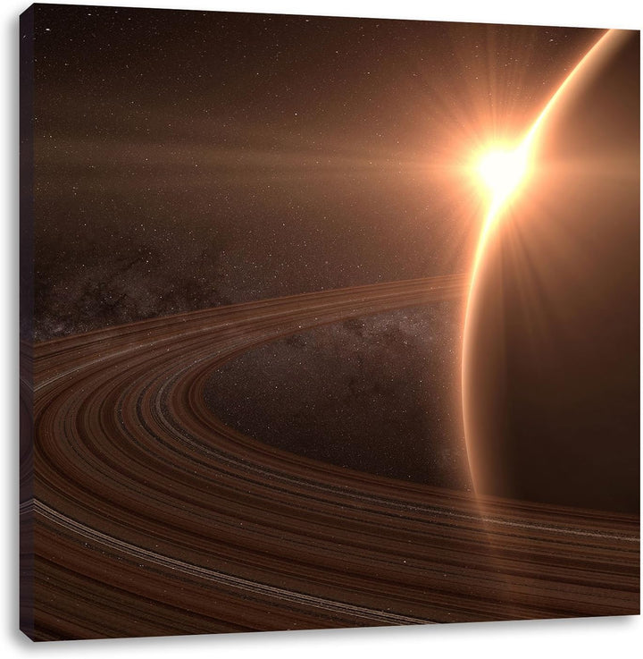 Pixxprint Planet Saturn im Weltall als Leinwandbild/Grösse: 70x70 cm/Wandbild/Kunstdruck/fertig besp