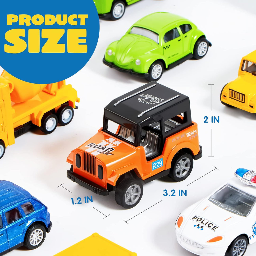 JOYIN 20 Stück Metall Zurückziehen Mini Spielzeugautos, Mini Die Cast Spielzeugautos Set, Pull Back