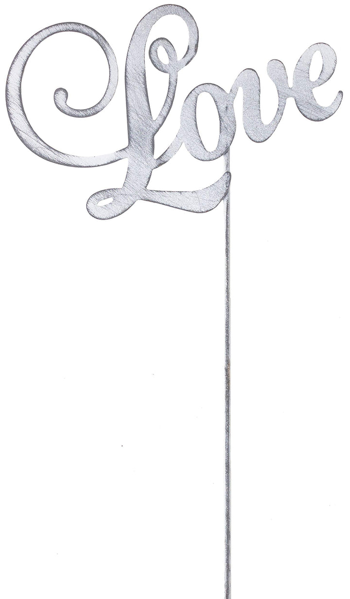 B2S BACK2SEASON Gartenstecker Love am Stab Metall Liebe Stecker Blumenstecker Gartendekoration grau