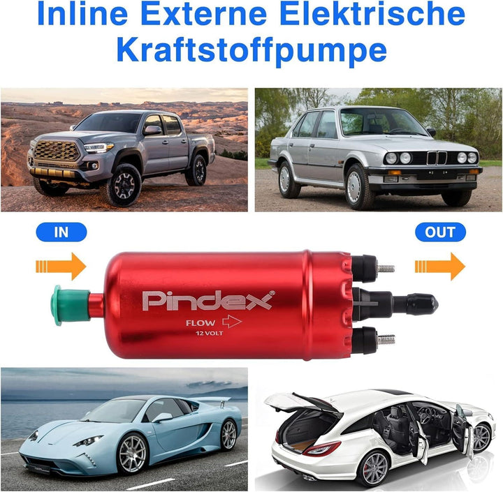 Pindex Elektrische Hochdruck-Kraftstoffpumpe 12V,Inline-Kraftstoffpumpe,Benzinpumpe für Benzin, Dies