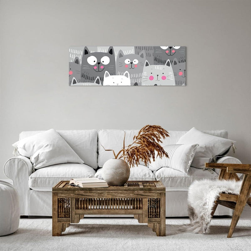 Panorama Bilder auf Leinwand Kittys Tiere Illustration Leinwandbild 90x30cm Wandbilder Dekoration Wo