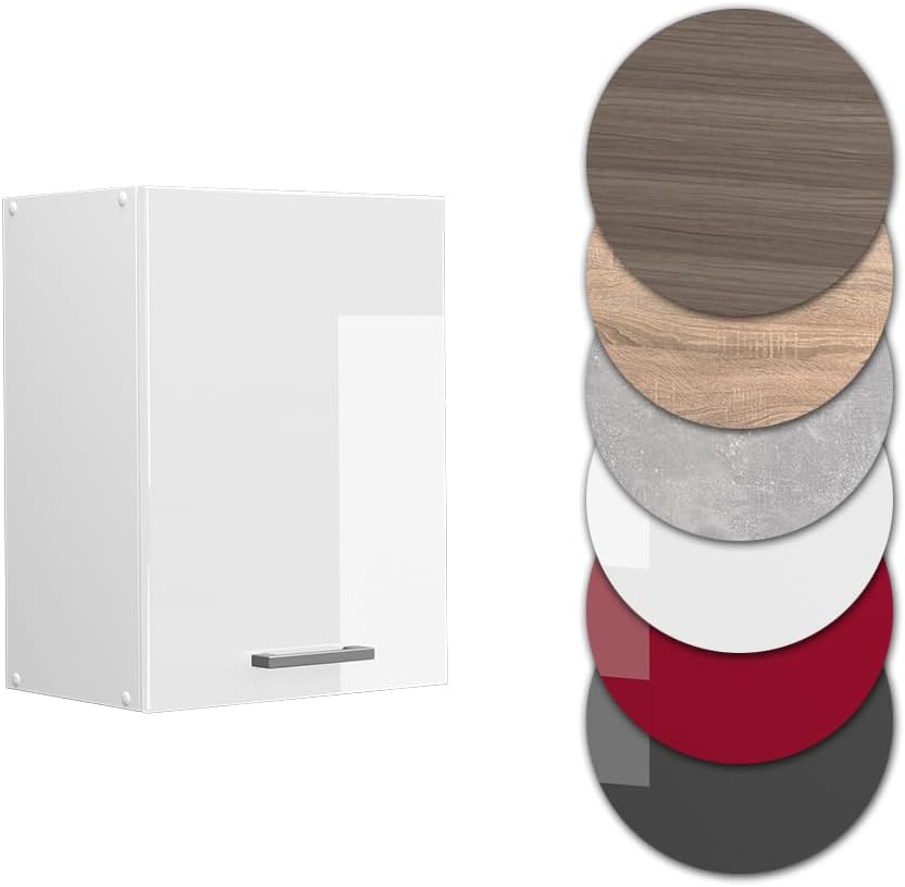 Vicco Hängeschrank R-Line, Weiss Hochglanz/Weiss, 45 cm Weiss Hochglanz Hängeschrank 45cm, Weiss Hoc