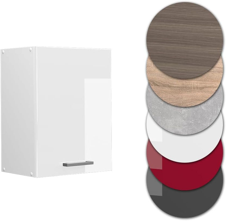 Vicco Hängeschrank R-Line, Weiss Hochglanz/Weiss, 45 cm Weiss Hochglanz Hängeschrank 45cm, Weiss Hoc