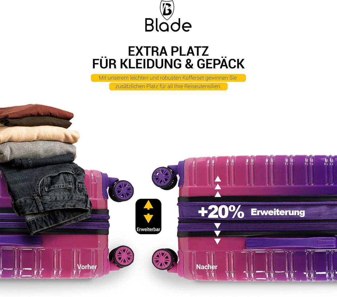 Blade Erweiterbares Handgepäck - Hartschalen Koffer Trolley - Leichter Reisekoffer Handgepäck aus AB