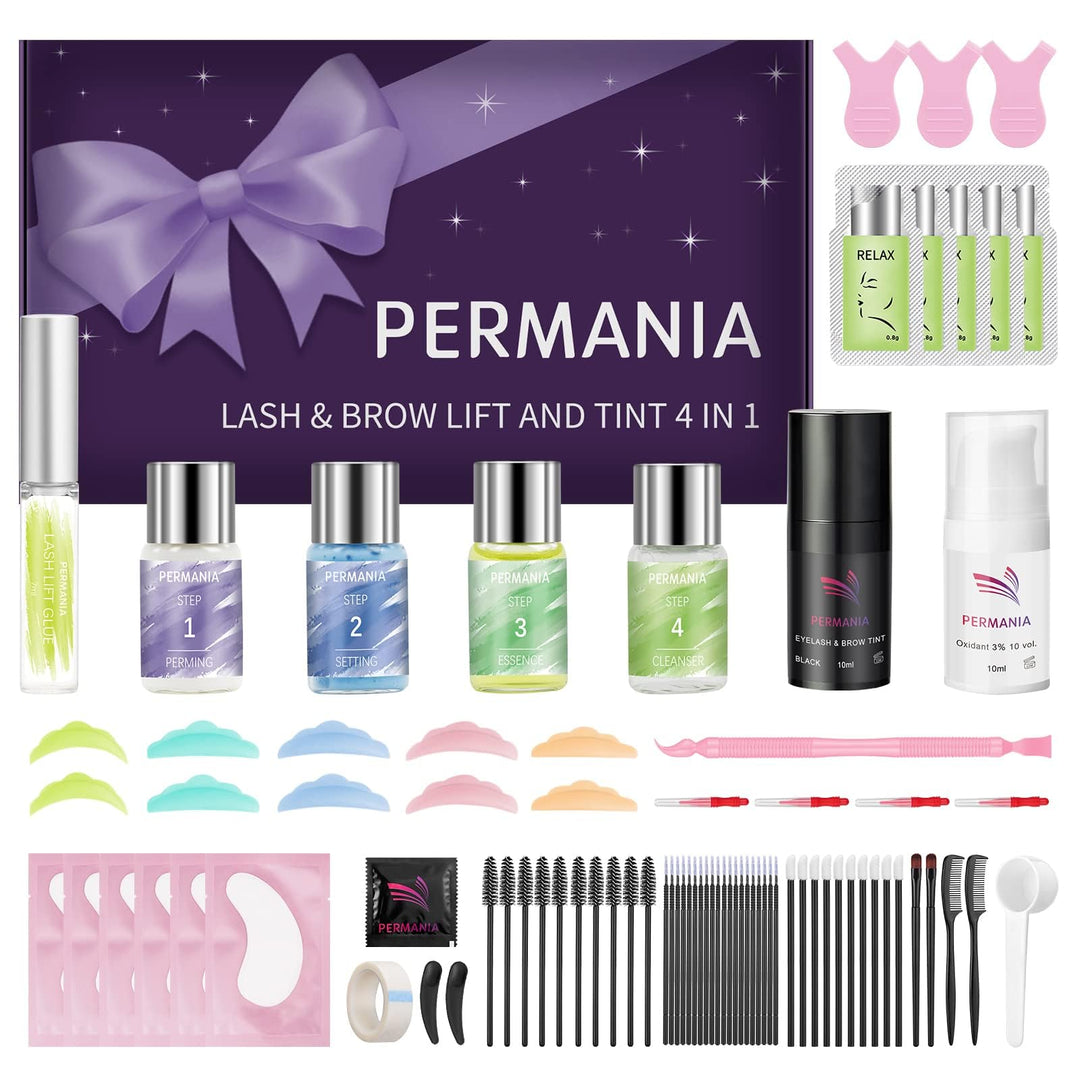 PERMANIA Wimpernlifting Set mit Farbe Schwarz, Lash Lift und Tint enthält die nötigen Utensilien, La